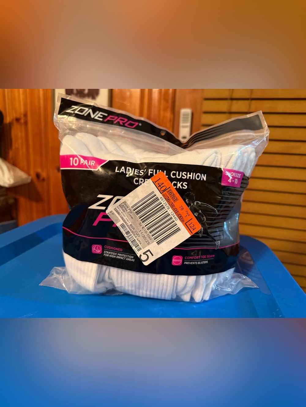 Zone Pro Ladies' Full Cushion Crew Socks - White (10 Pair)